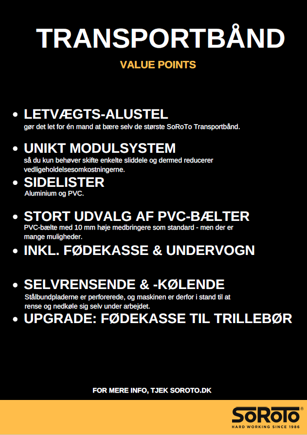 SoRoTo Transportbånd. Value Points DK